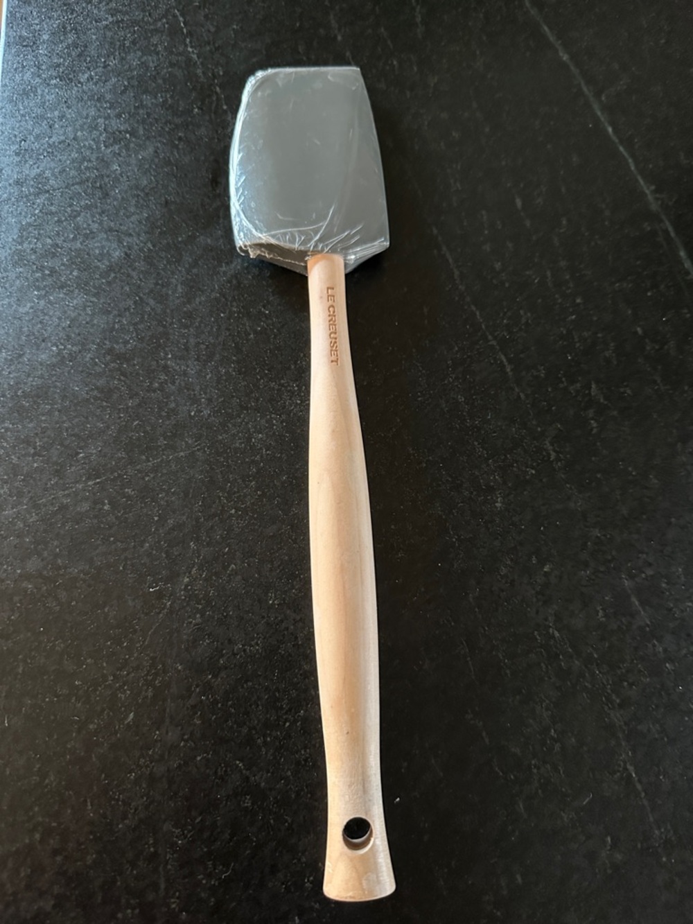 Le Creuset Gray Silicone Spatula with Natural Wood Handle